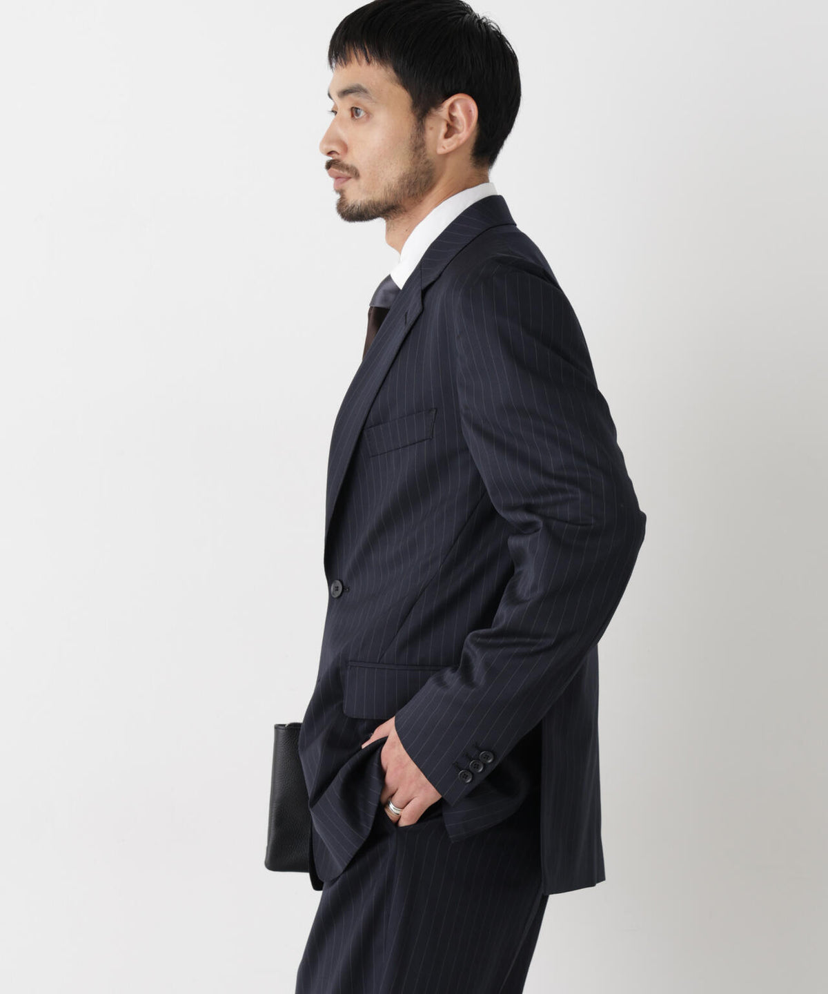 【形態安定】「DamerinoFormal」ウールPペンシルストライプJK/WASHABLE(セットアップ可)