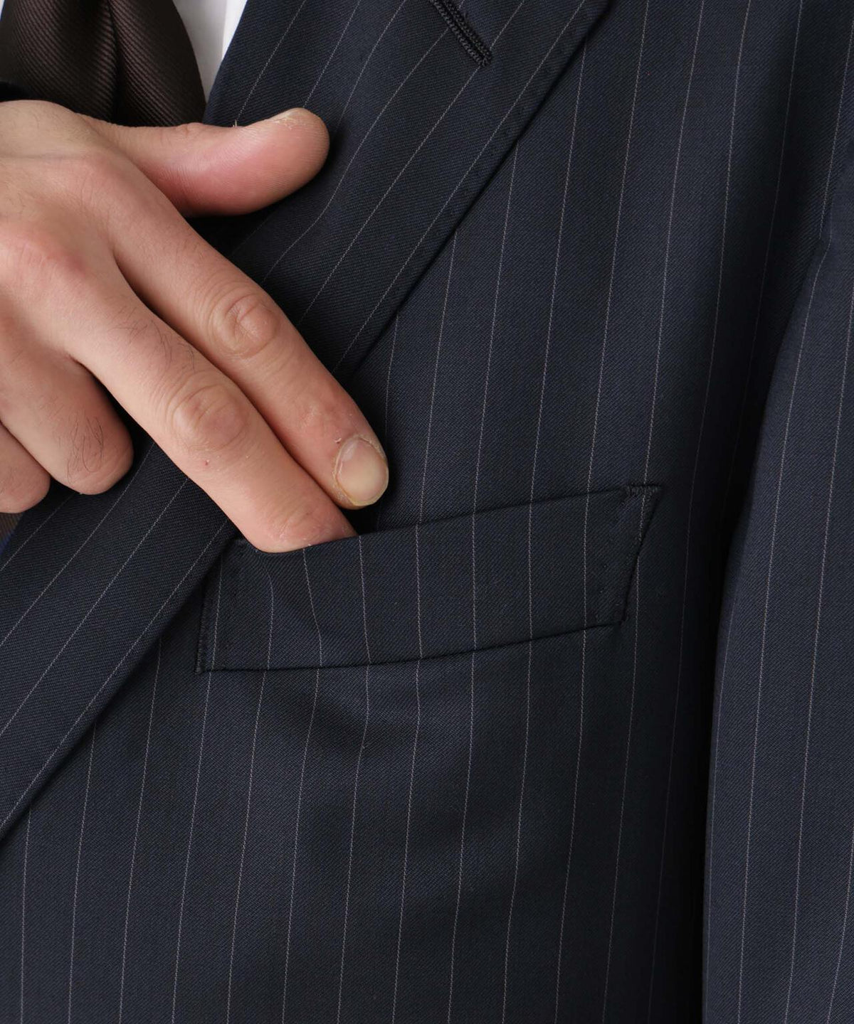 【形態安定】「DamerinoFormal」ウールPペンシルストライプJK/WASHABLE(セットアップ可)