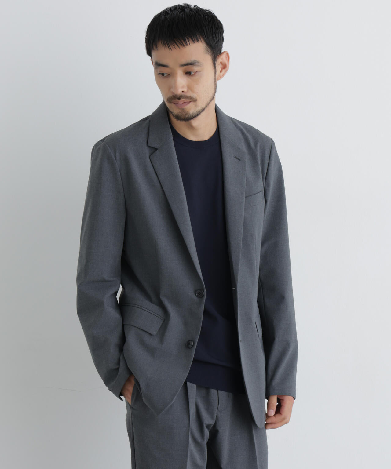 【大人気セットアップ】「Damerino」ウールライクトロストレッチセットアップ/WASHABLE