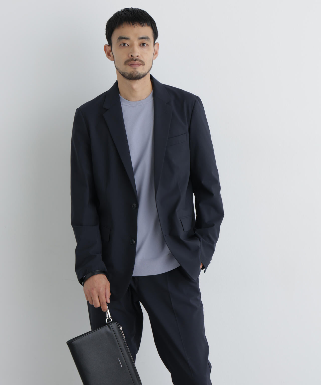 【大人気セットアップ】「Damerino」ウールライクトロストレッチセットアップ/WASHABLE