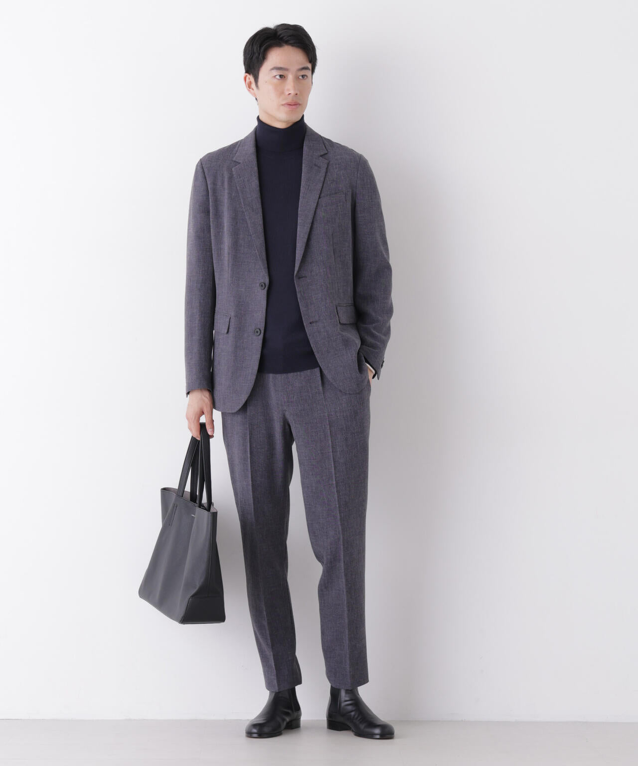 【大人気セットアップ】「Damerino」メランジエアシャークストレッチセットアップ/WASHABLE