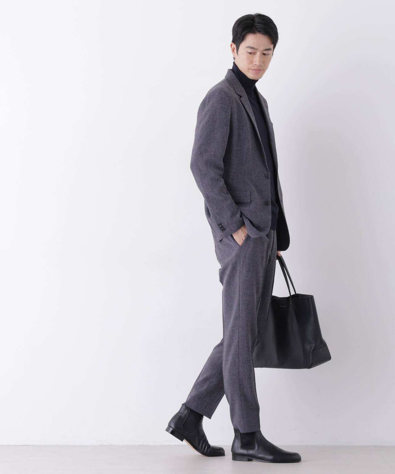 【大人気セットアップ】「Damerino」メランジエアシャークストレッチセットアップ/WASHABLE