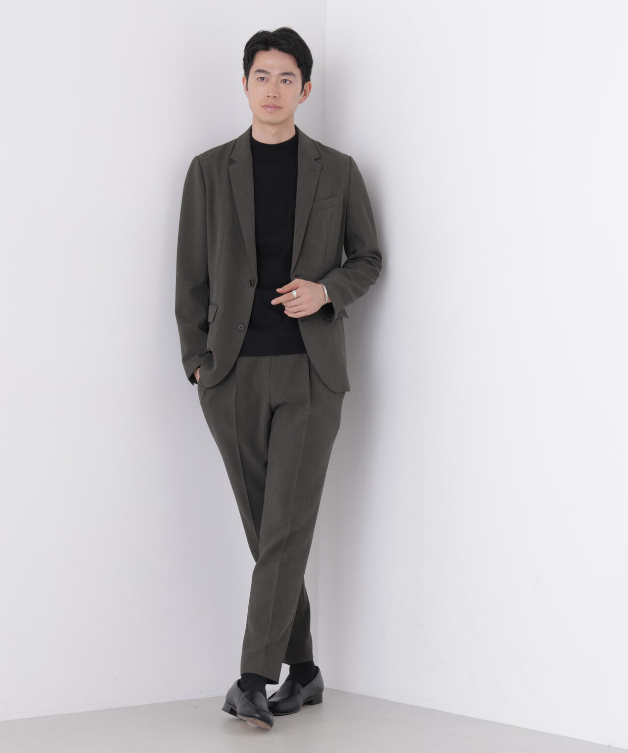 【大人気セットアップ】「Damerino」メランジエアシャークストレッチセットアップ/WASHABLE