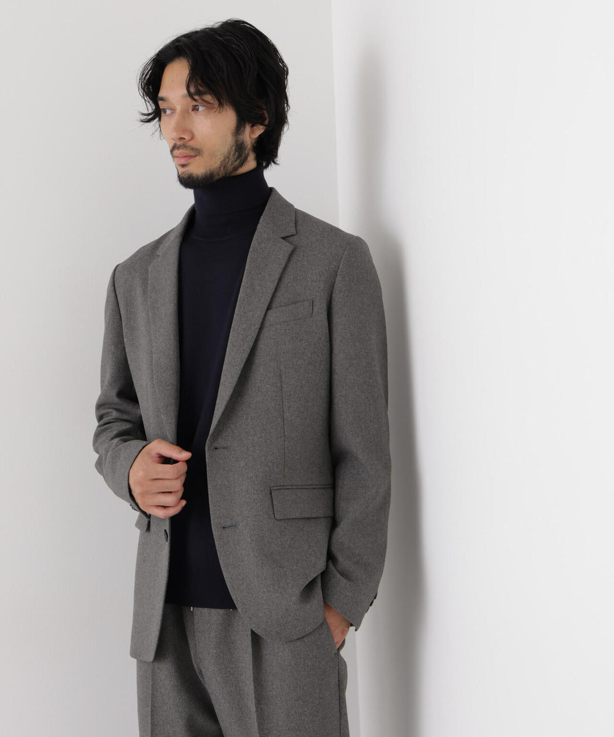 【ストレッチ/ウォッシャブル/防シワ】｢Damerino｣メランジオックスストレッチセットアップ