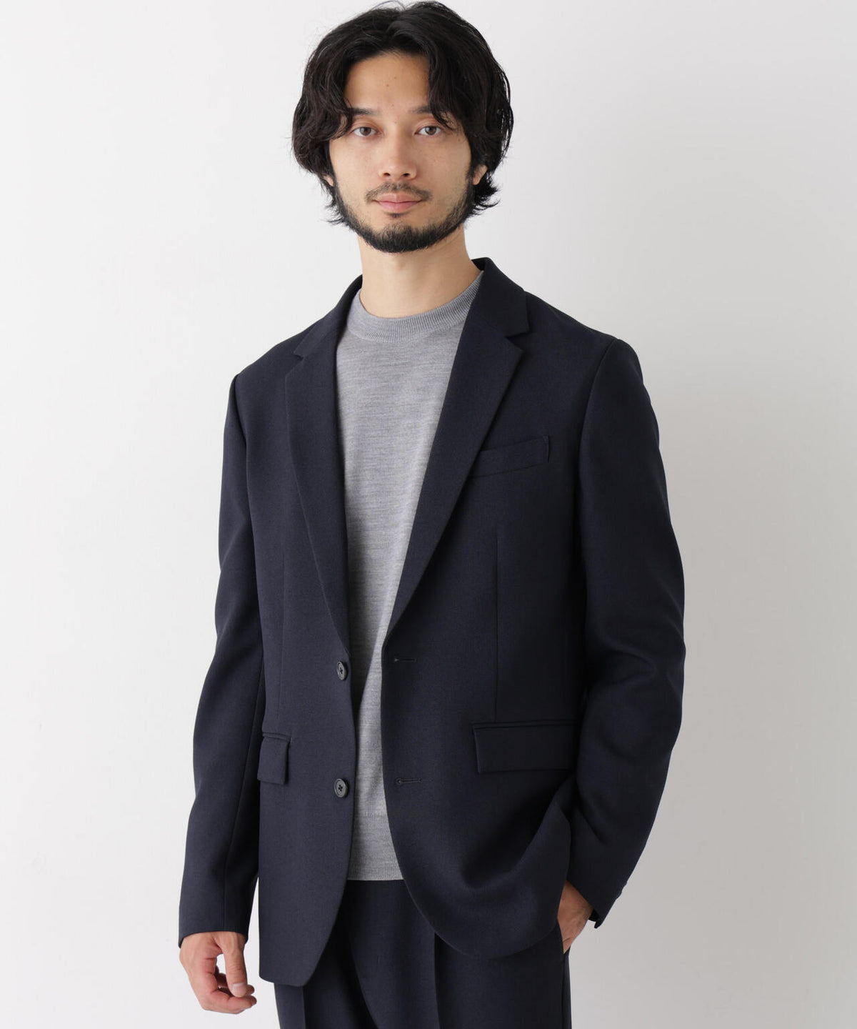 【ストレッチ/ウォッシャブル/防シワ】｢Damerino｣メランジオックスストレッチセットアップ