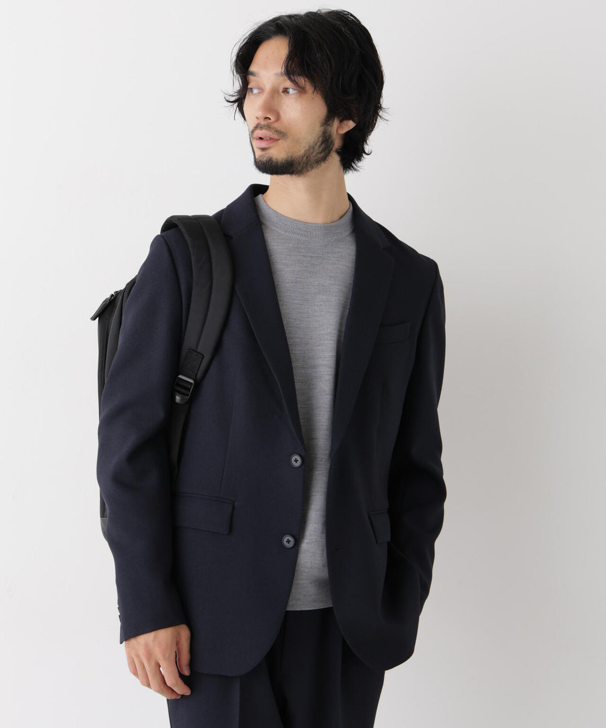 【ストレッチ/ウォッシャブル/防シワ】｢Damerino｣メランジオックスストレッチセットアップ