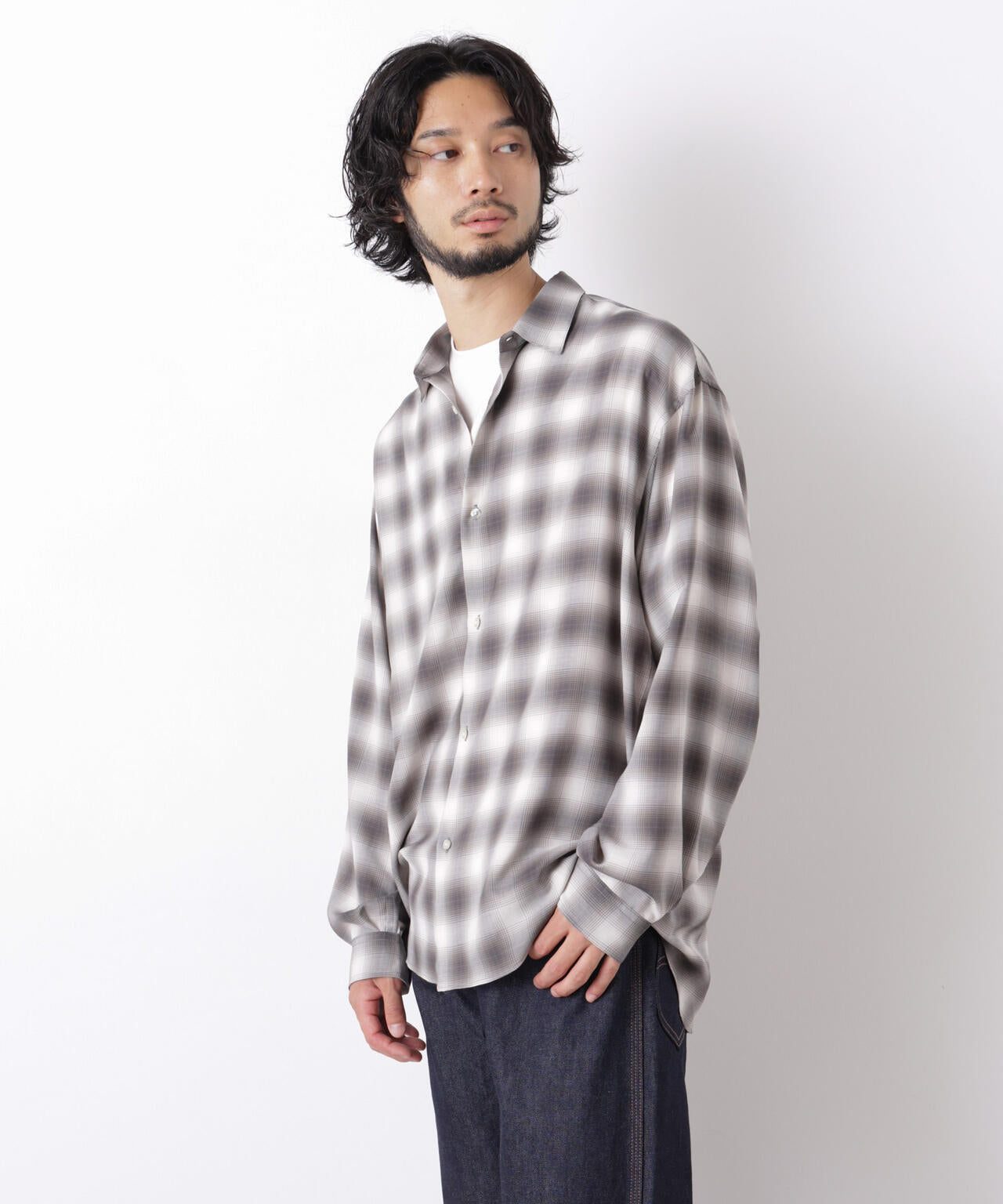 ｢OtoNANO｣LIM-BRESS クリアチェックワイドシャツ 長袖