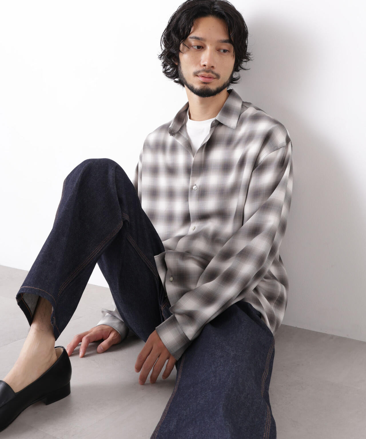 ｢OtoNANO｣LIM-BRESS クリアチェックワイドシャツ 長袖