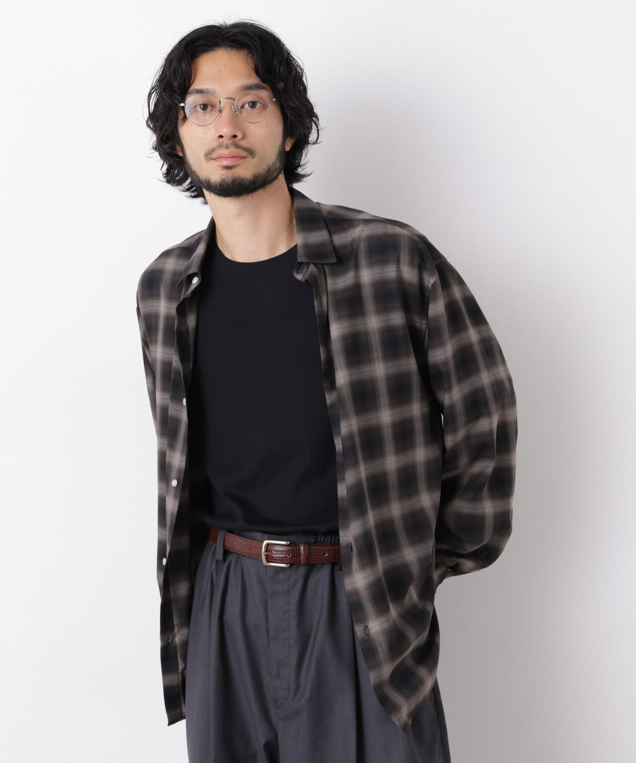 ｢OtoNANO｣LIM-BRESS クリアチェックワイドシャツ 長袖