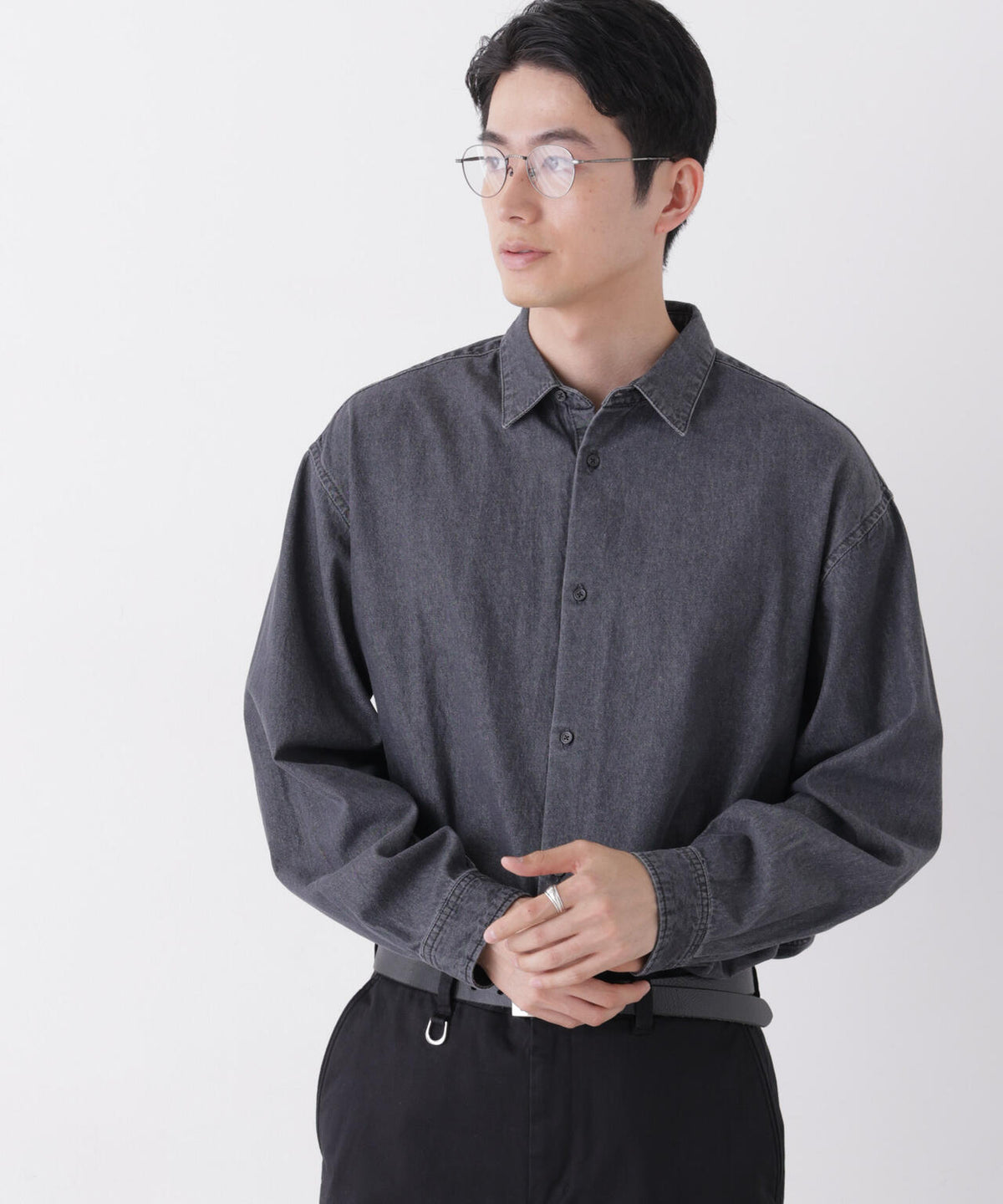 「OtoNANO」大人のワイドシャツ デニムシャツ 長袖