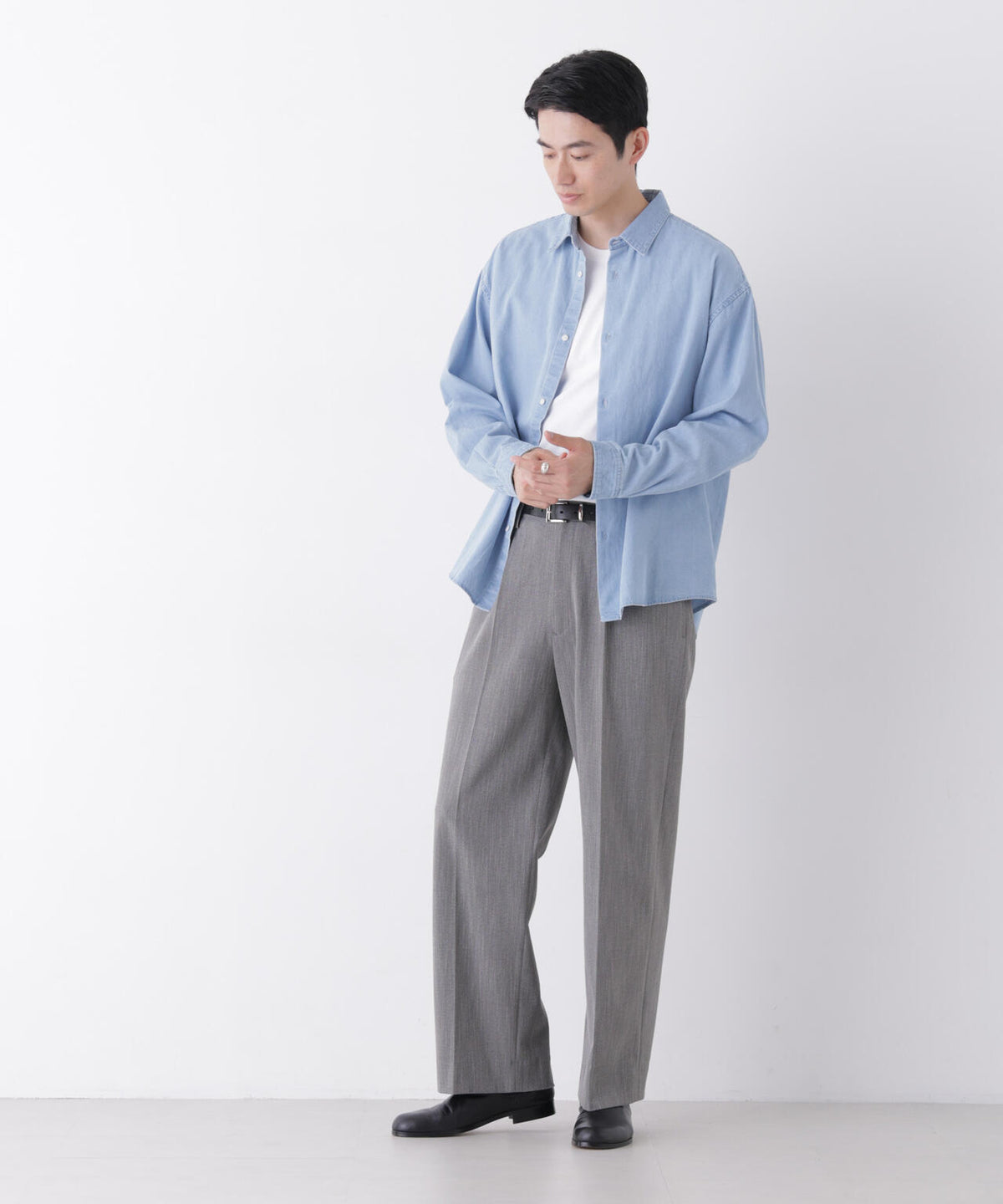「OtoNANO」大人のワイドシャツ デニムシャツ 長袖