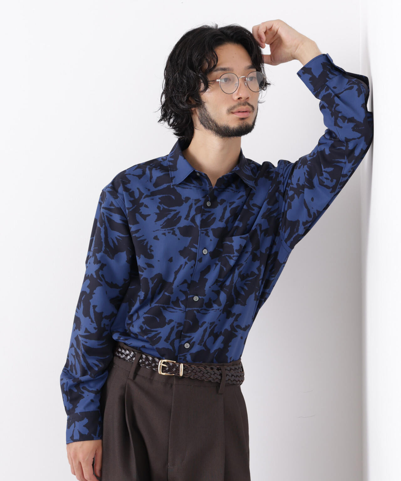 EDITORIAL PRINT レギュラーカラーシャツ