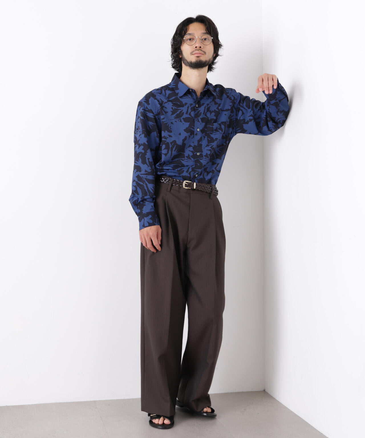 EDITORIAL PRINT レギュラーカラーシャツ