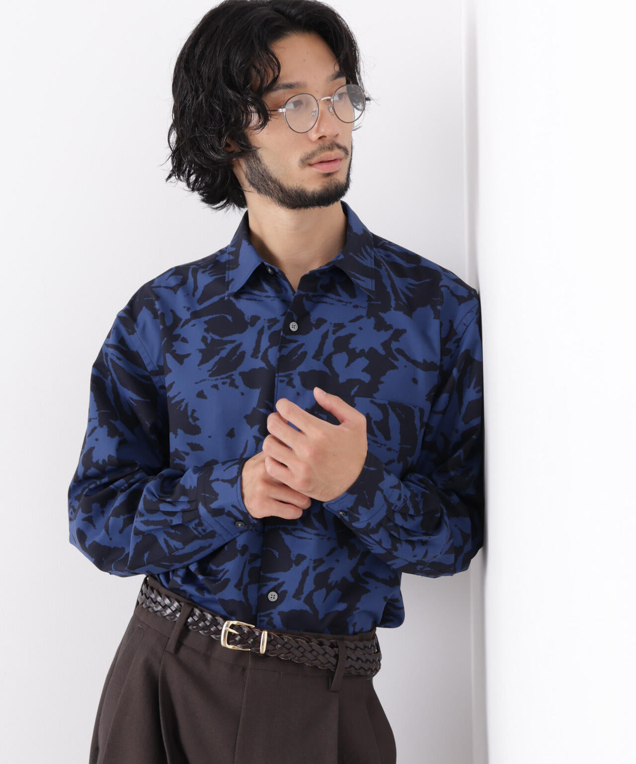 EDITORIAL PRINT レギュラーカラーシャツ