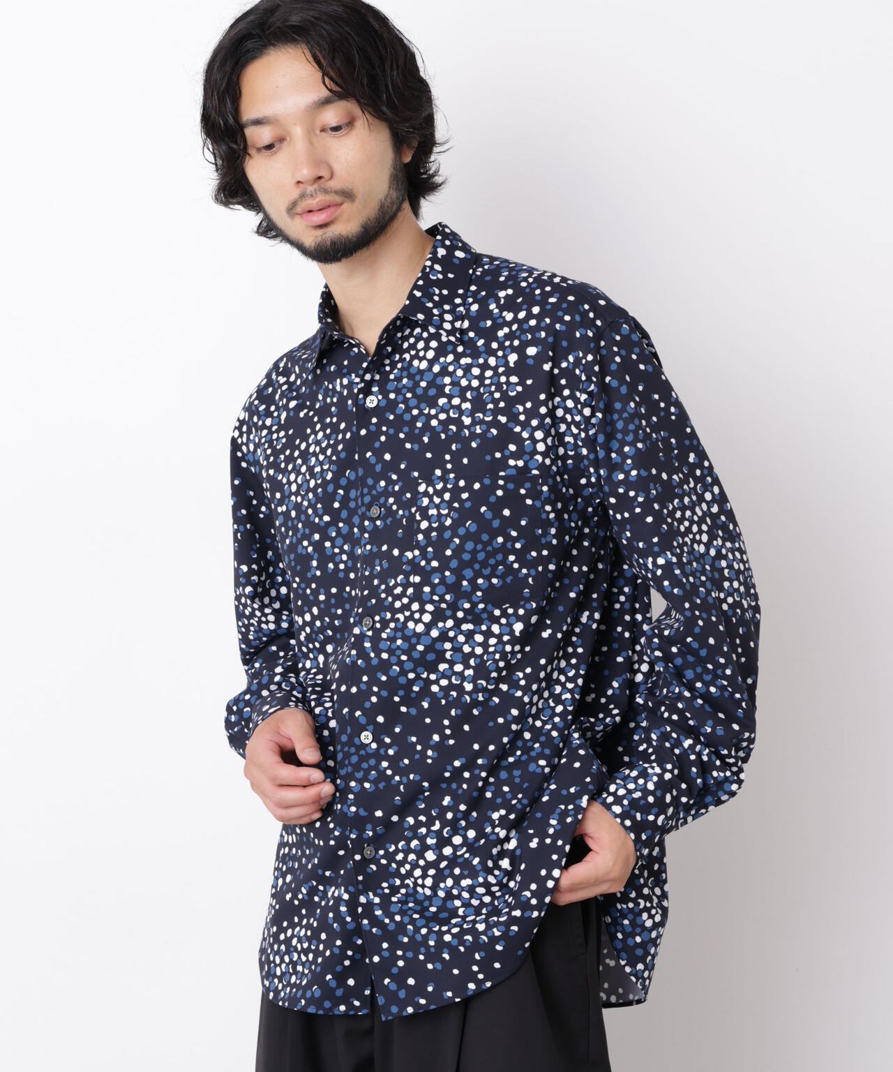 EDITORIAL PRINT レギュラーカラーシャツ
