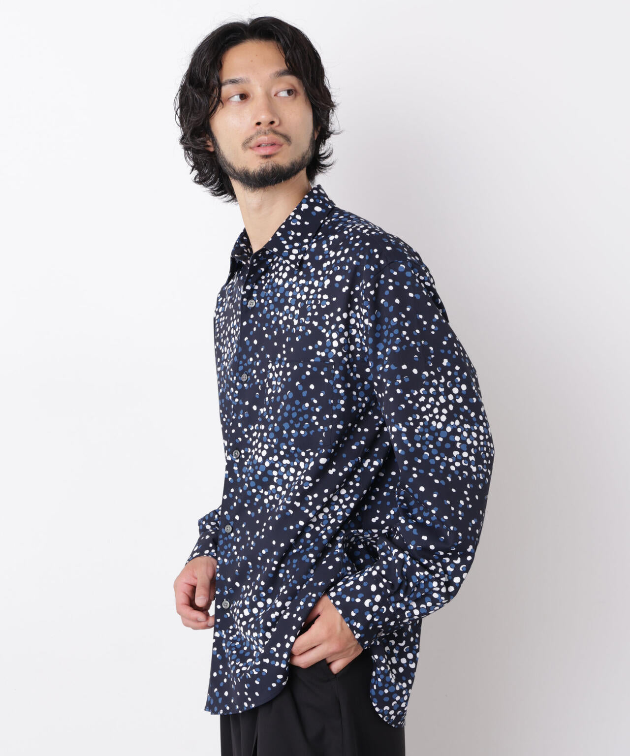 EDITORIAL PRINT レギュラーカラーシャツ