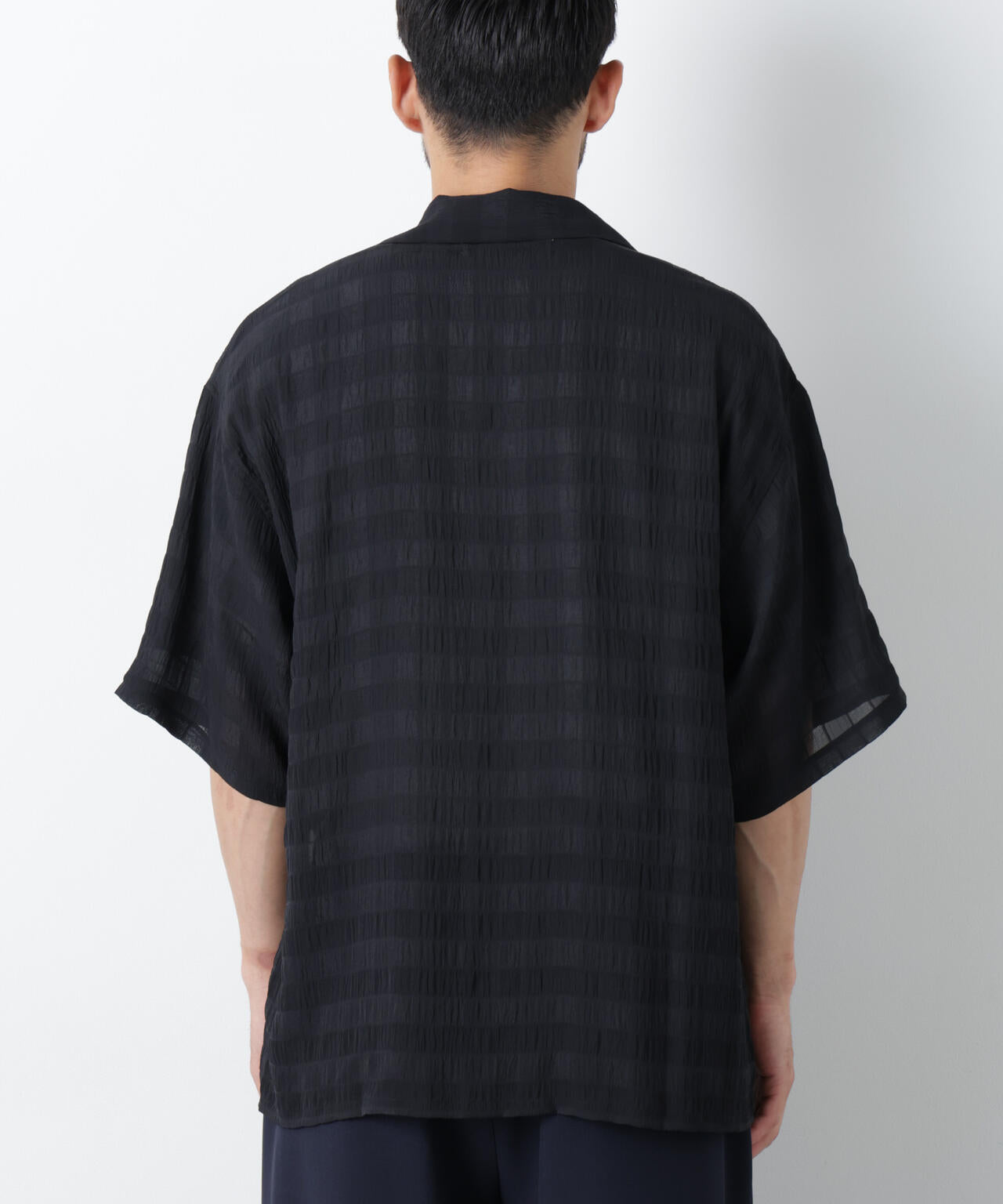 シースルー 半袖 シャツ ブラック ドット ストライプ Dot&Stripes 