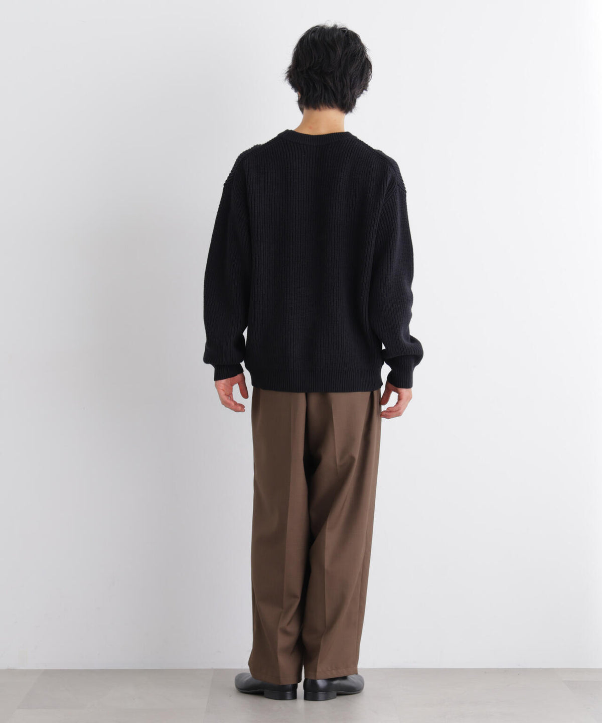 コットンMIXバルキークルーネックニット