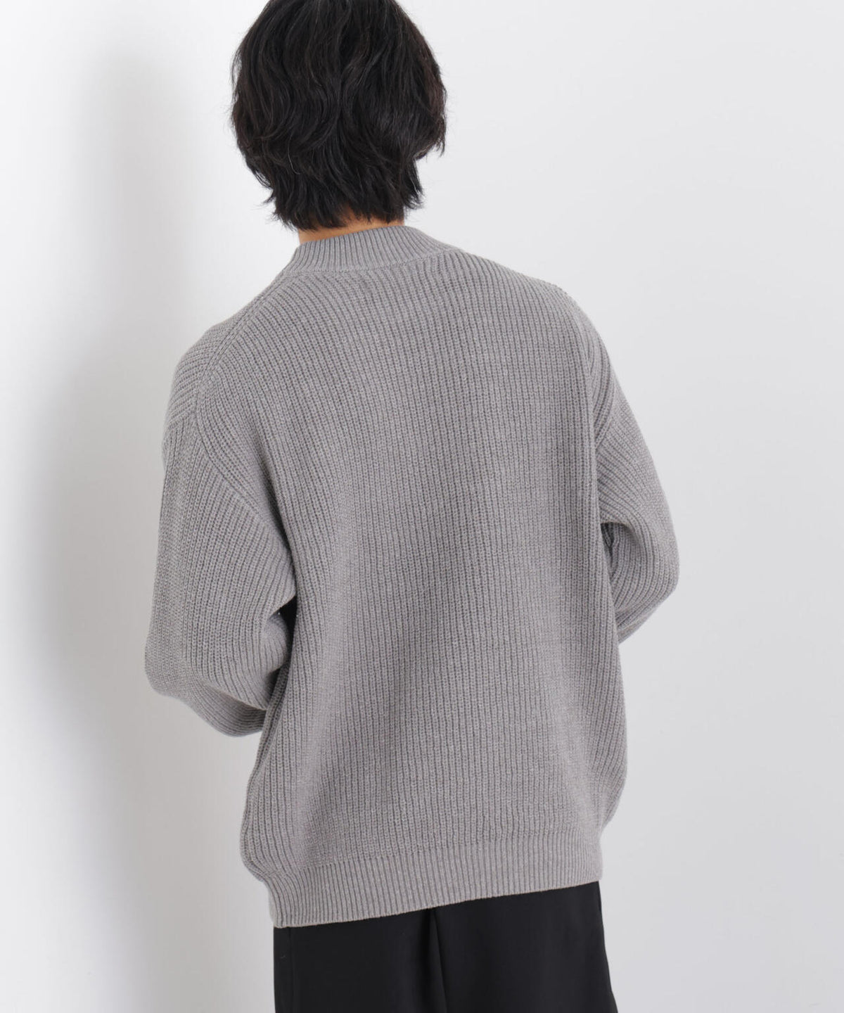 コットンMIXバルキーモックネックニット
