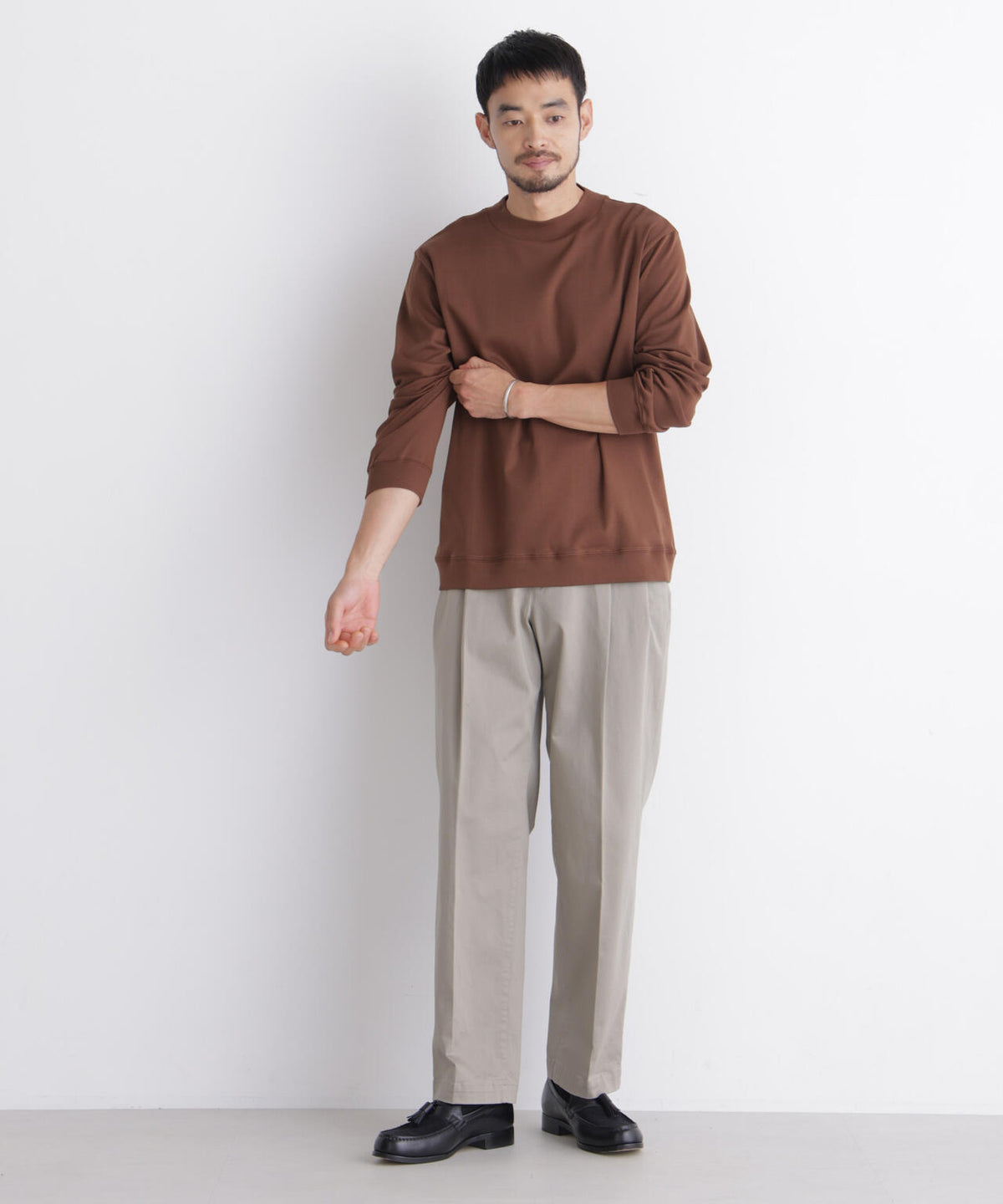 「FORMAL JERSEY」モックネックカットソー長袖