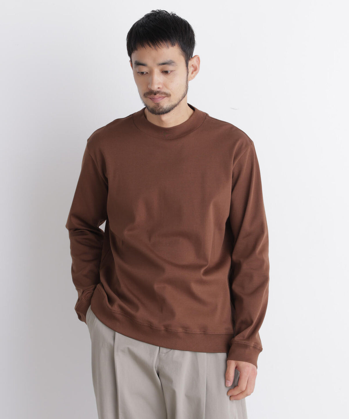 「FORMAL JERSEY」モックネックカットソー長袖