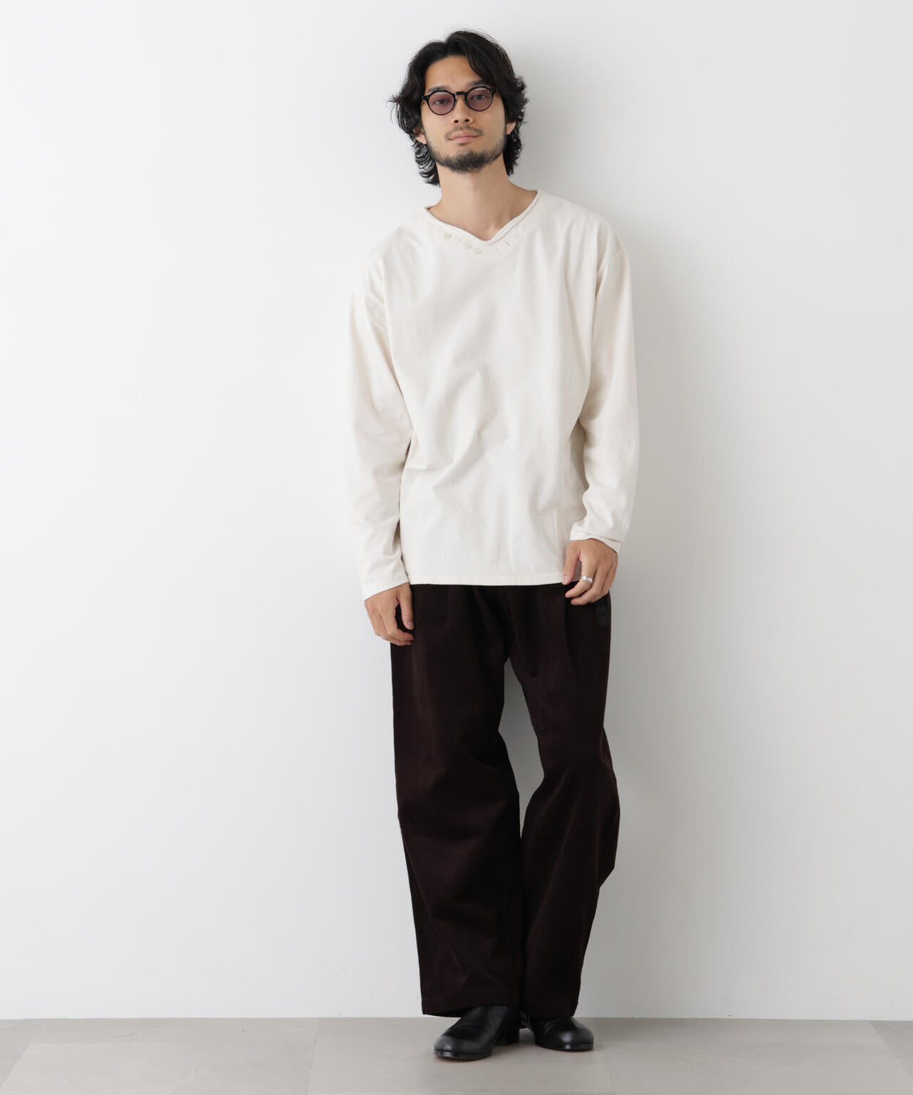 「surplus」デザインヘンリーネックTシャツ 長袖