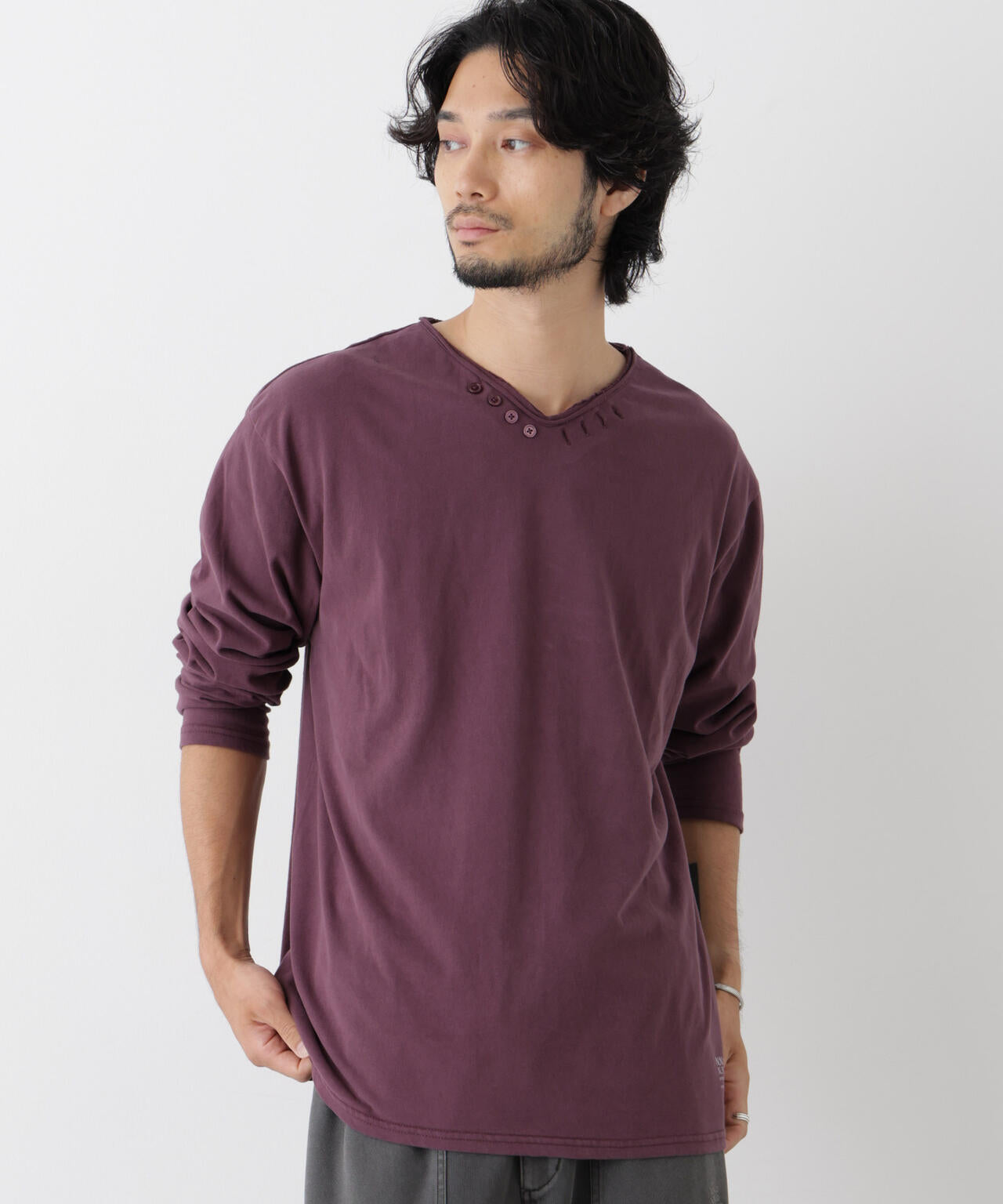 「surplus」デザインヘンリーネックTシャツ 長袖