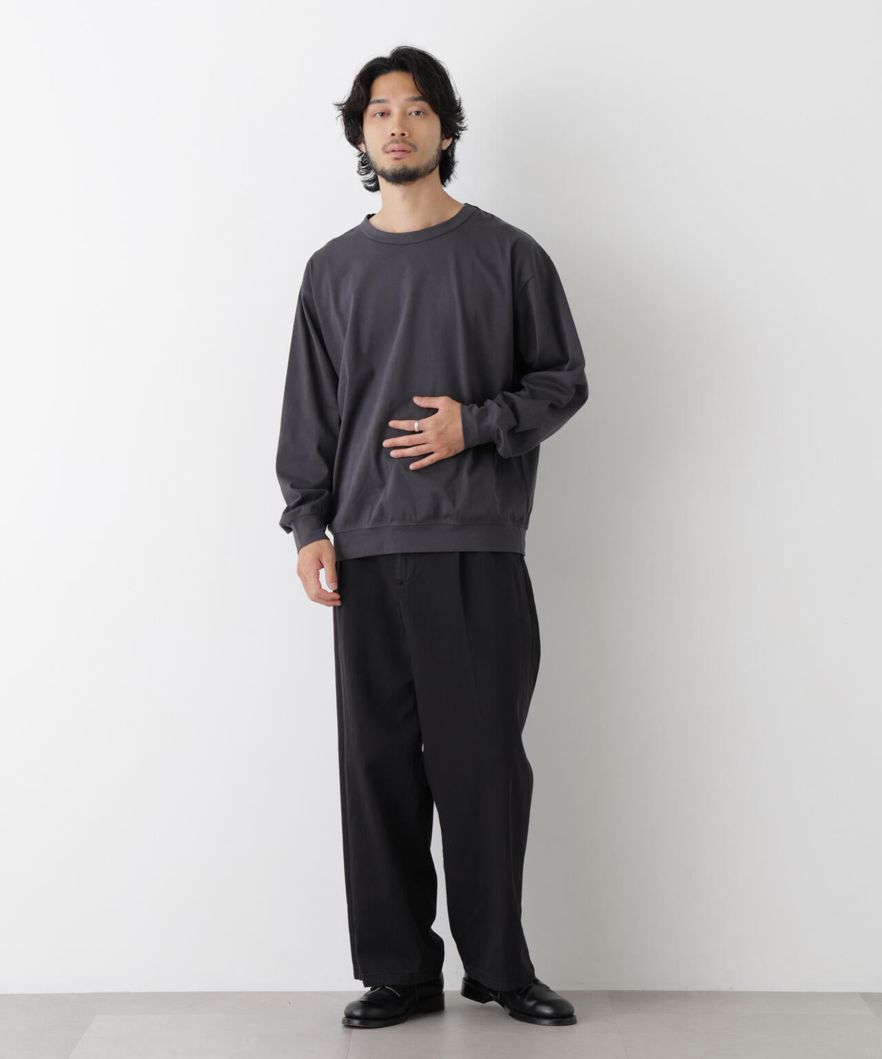 ソフトメランジクルーネックTシャツ 長袖 | NANO universe（ナノ