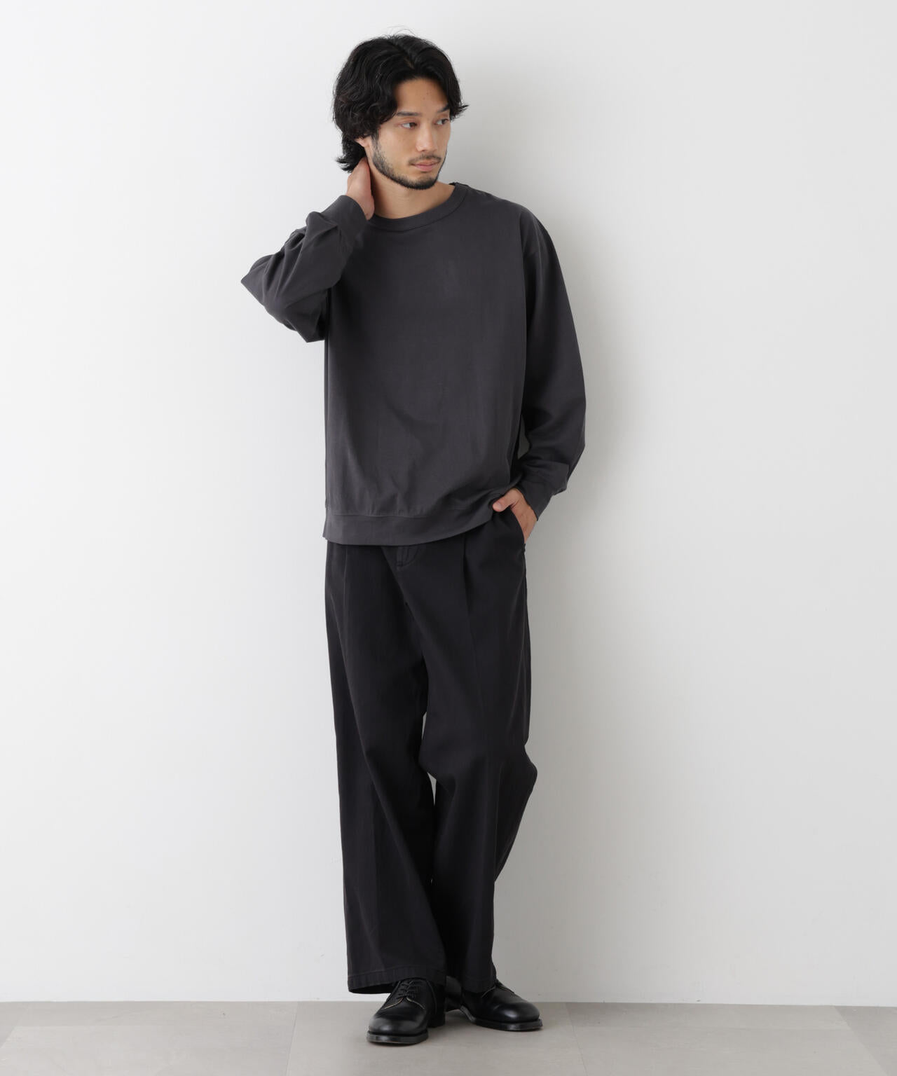 ソフトメランジクルーネックTシャツ 長袖