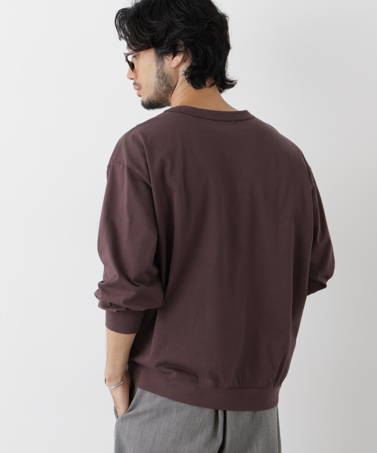 ソフトメランジクルーネックTシャツ 長袖