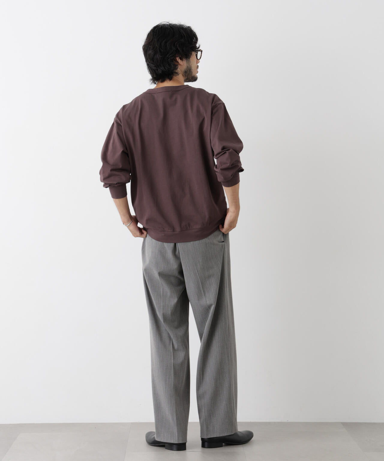 ソフトメランジクルーネックTシャツ 長袖