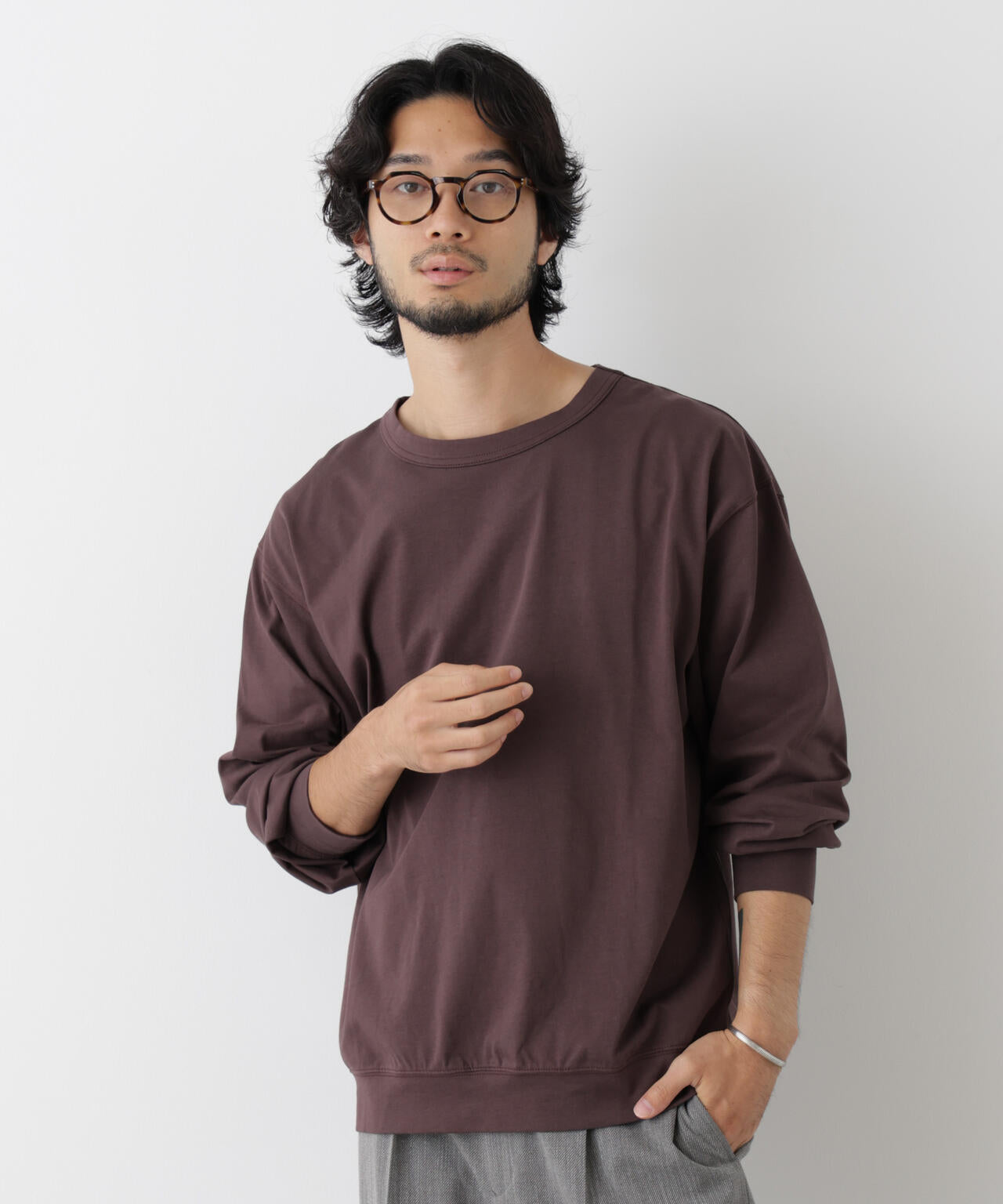 ソフトメランジクルーネックTシャツ 長袖 | NANO universe（ナノ