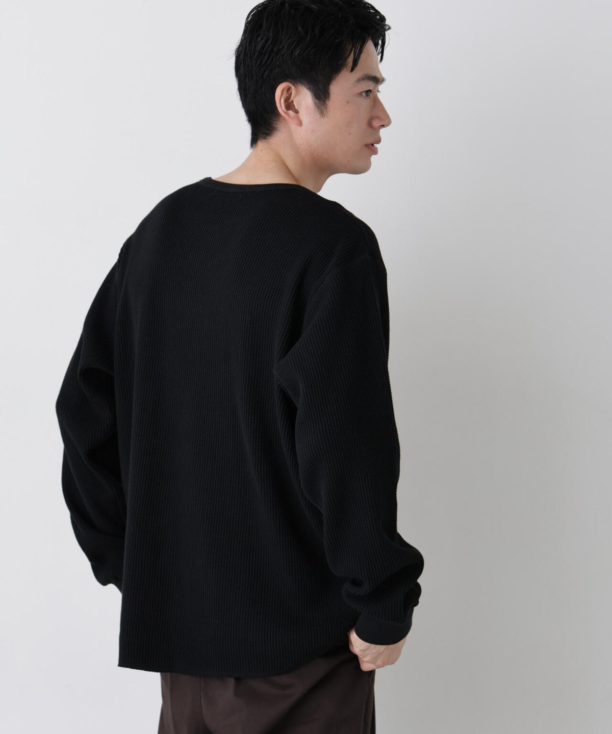 ヘヴィーワッフルクルーネックTシャツ 長袖