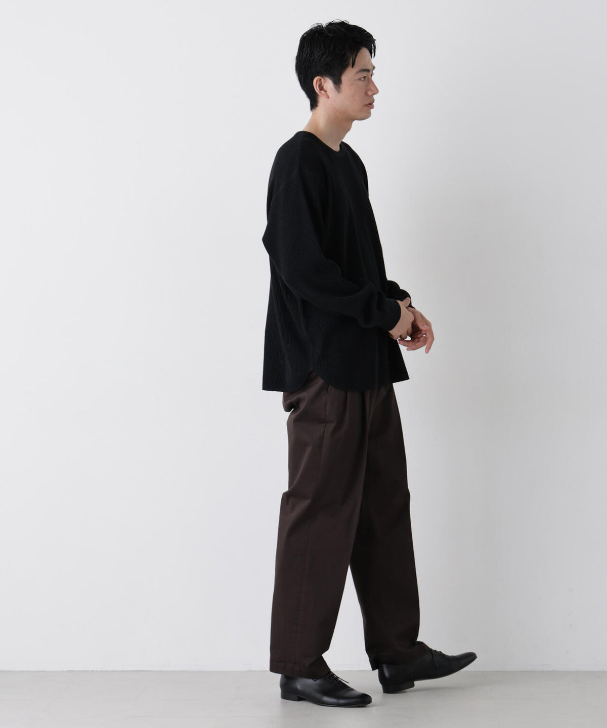 ヘヴィーワッフルクルーネックTシャツ 長袖