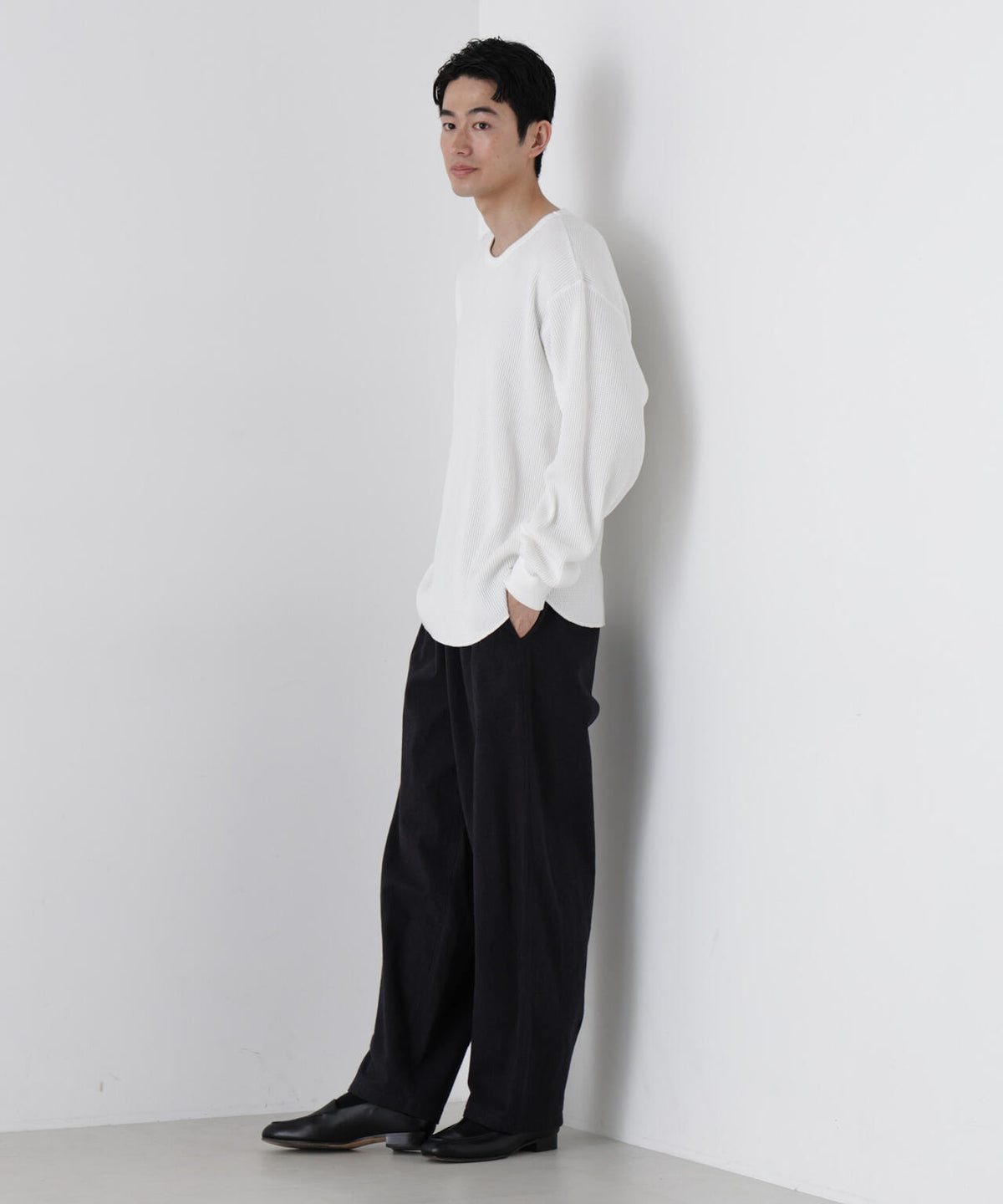 ヘヴィーワッフルクルーネックTシャツ 長袖