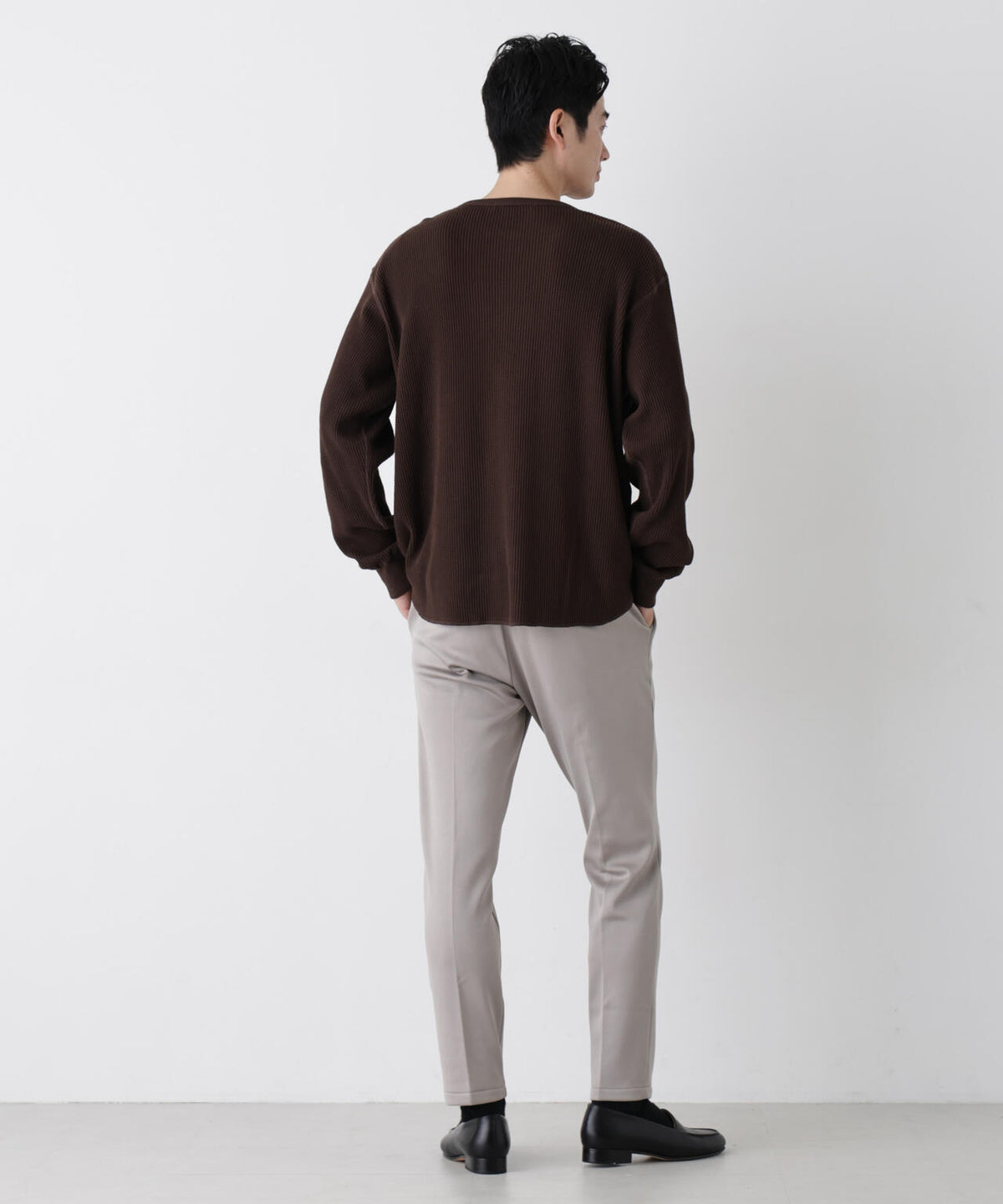 ヘヴィーワッフルクルーネックTシャツ 長袖