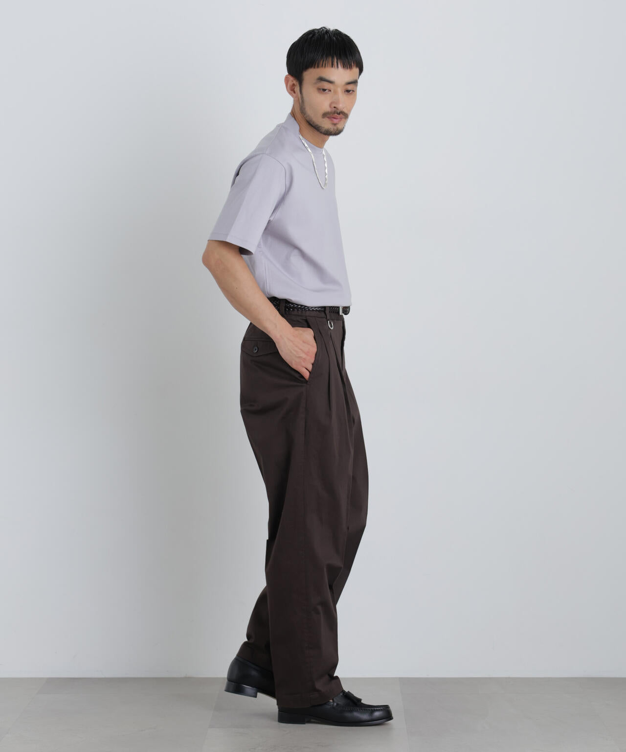 NewOnTrousers ウォッシュサテンWIde テーパー