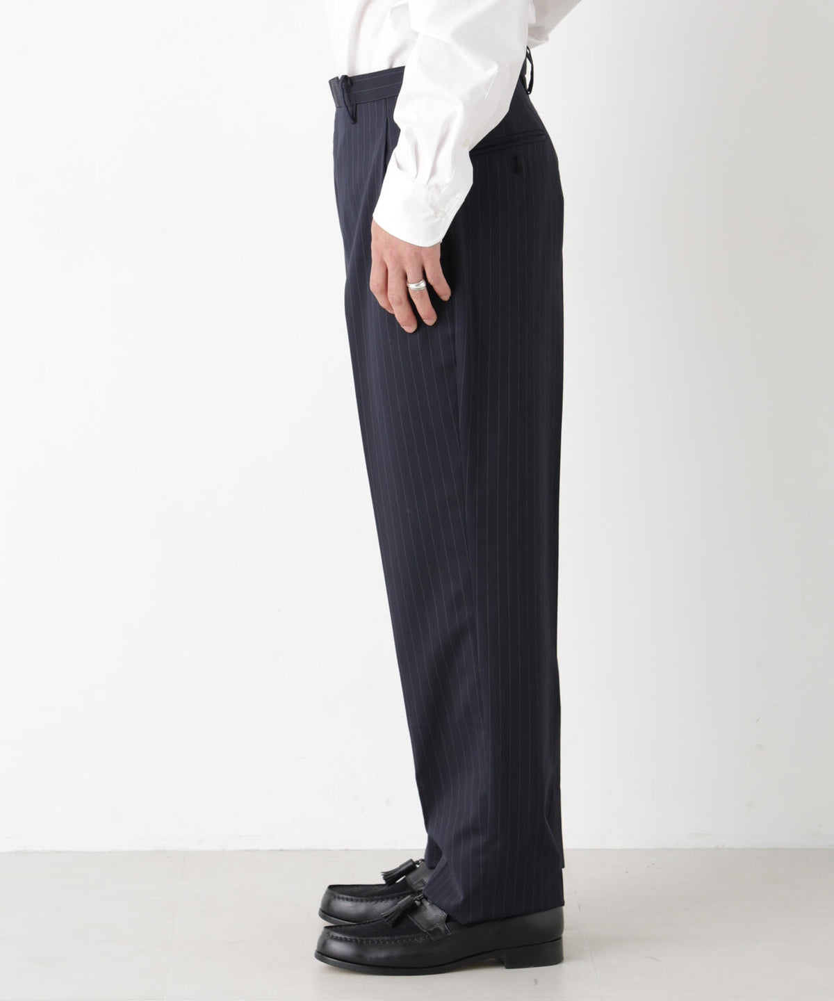 【形態安定】「DamerinoFormal」ウールPペンシルストライプPT/WASHABLE(セットアップ可)