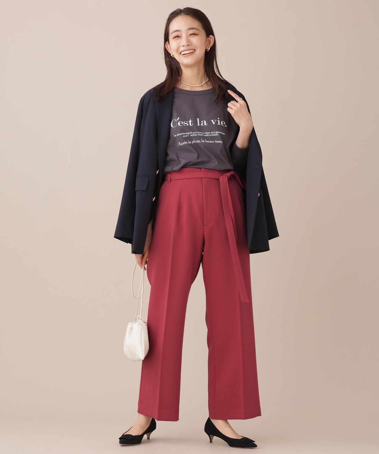ハイウエストストレートワイドパンツ
