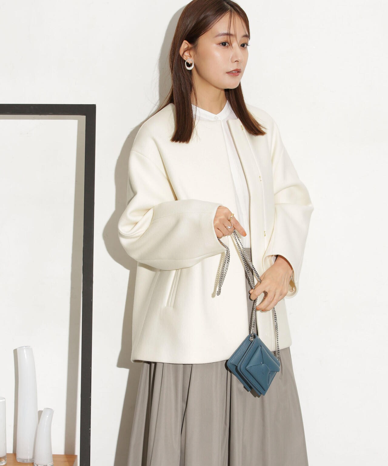 ハミルトンラムズウールノーカラーショートコート | NANO universe