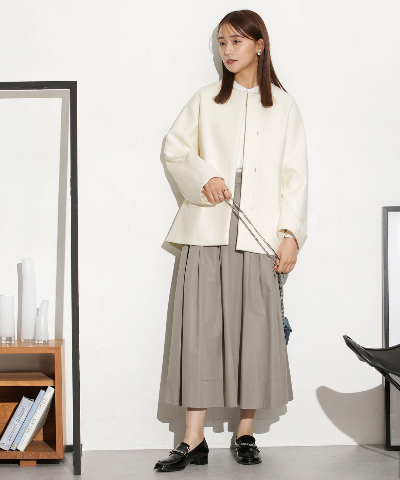 ナノユニバース ハミルトンラムズウールノーカラーコート NANO universe（ナノ・ユニバース） ノーカラーコート コート