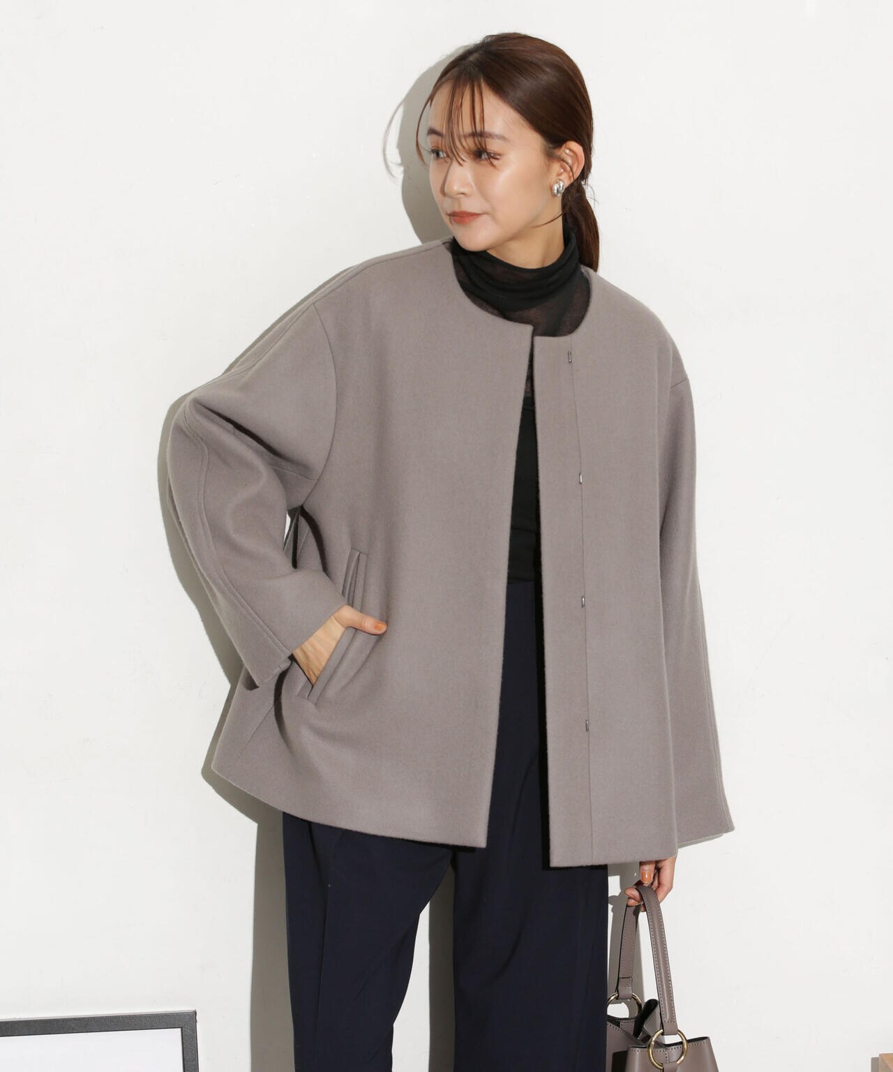 スローブイエナ　ハミルトンラムウールハーフコート スローブイエナ ハミルトンラムウールハーフコート