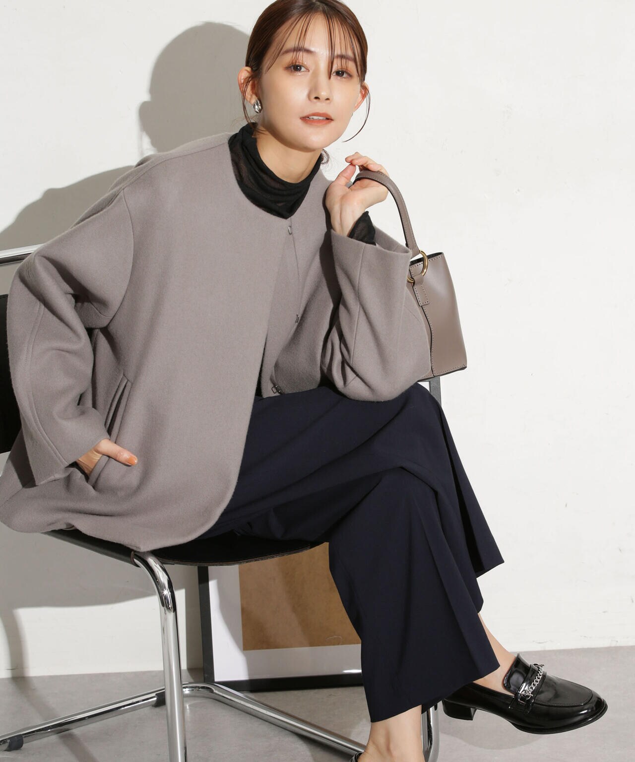 ハミルトンラムズウールノーカラーショートコート | NANO universe