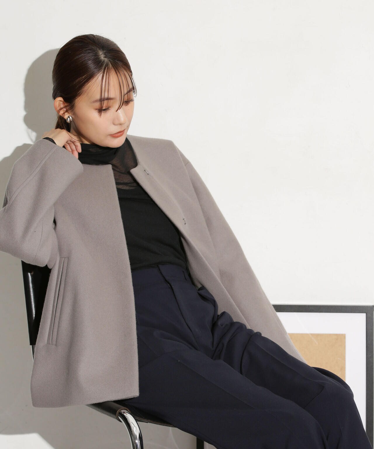 美品✨CFC アッシュクウール ノーカラー ショート コート　34 ◇CFC アッシュクウール ノーカラー ショート コートを使った