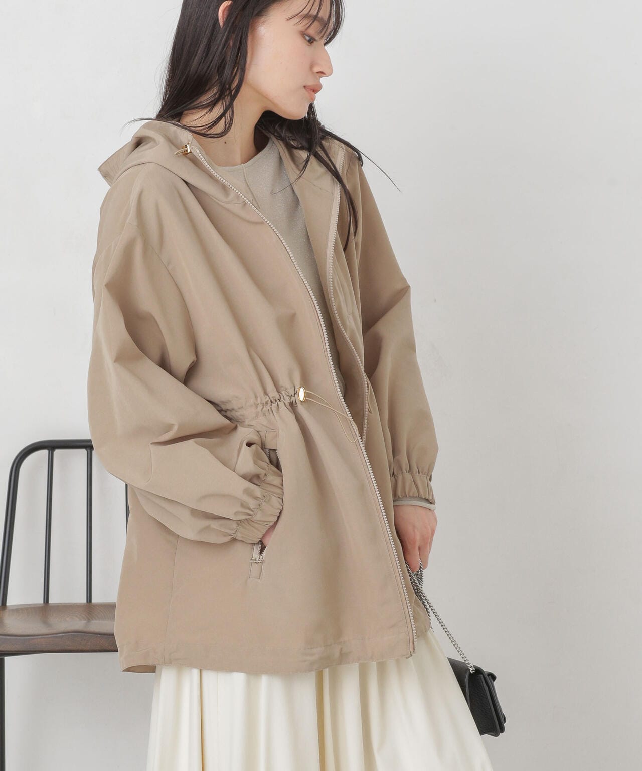 グログランフードブルゾン 撥水 グログランフードブルゾン