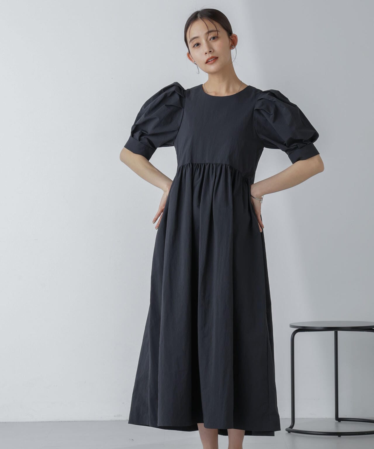 星玲奈×NANO universe」タックスリーブタスランマキシワンピース