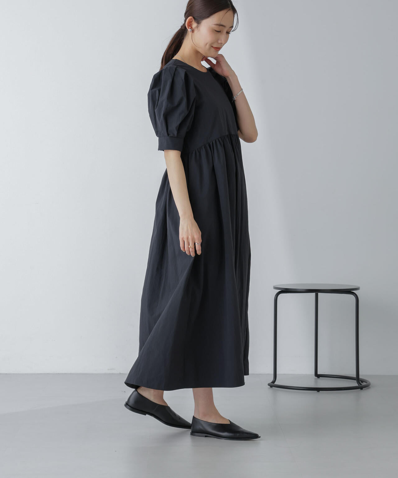 星玲奈×NANO universe」タックスリーブタスランマキシワンピース