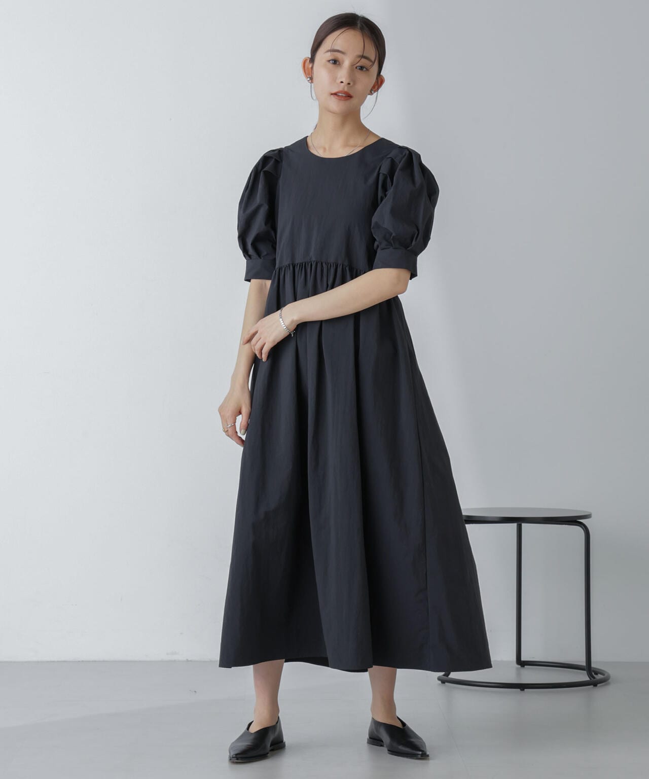 星玲奈×NANO universe」タックスリーブタスランマキシワンピース