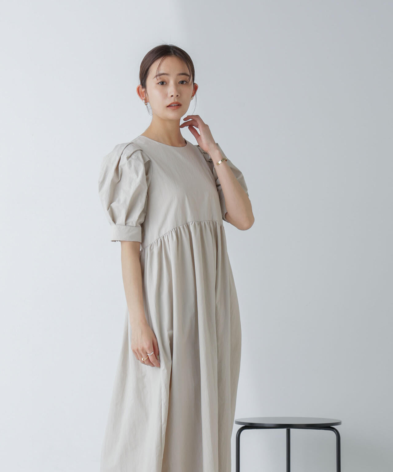 星玲奈×NANO universe」タックスリーブタスランマキシワンピース