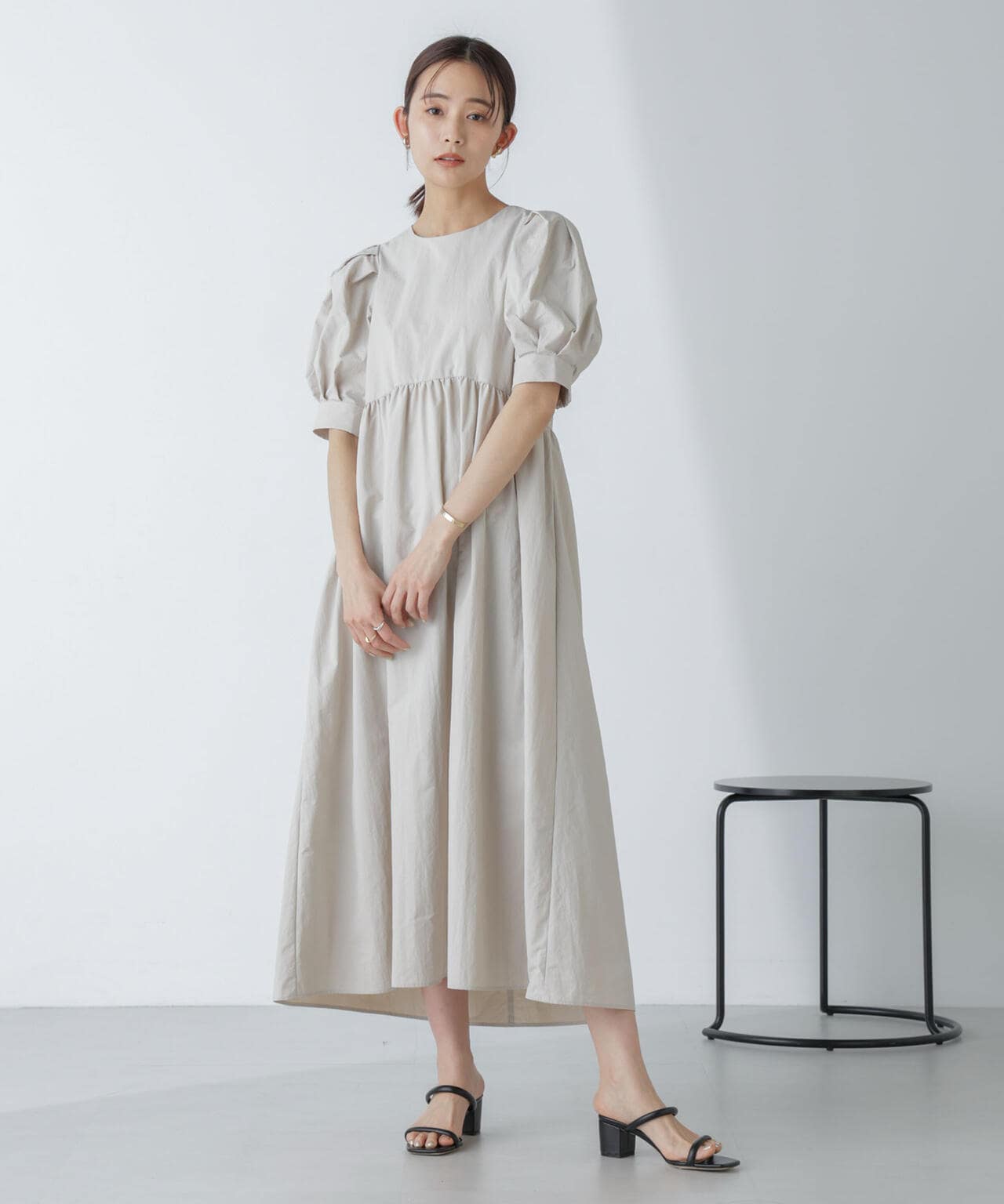 星玲奈×NANO universe」タックスリーブタスランマキシワンピース